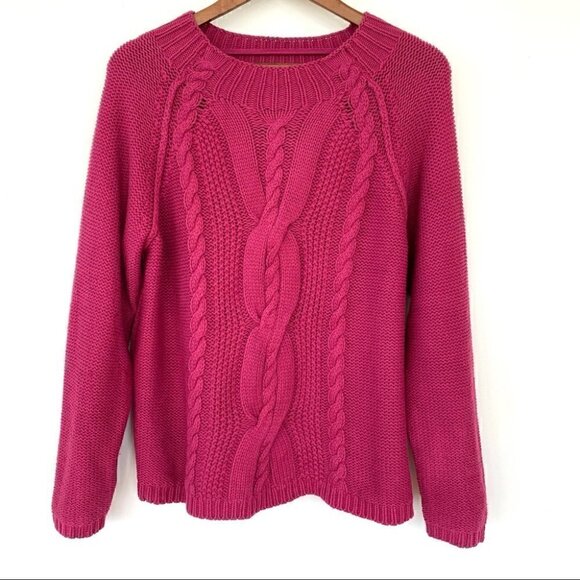J. Jill  cable knit sweater with raglan sleeves and mock turtleneck, NWT - Picture 1 of 11